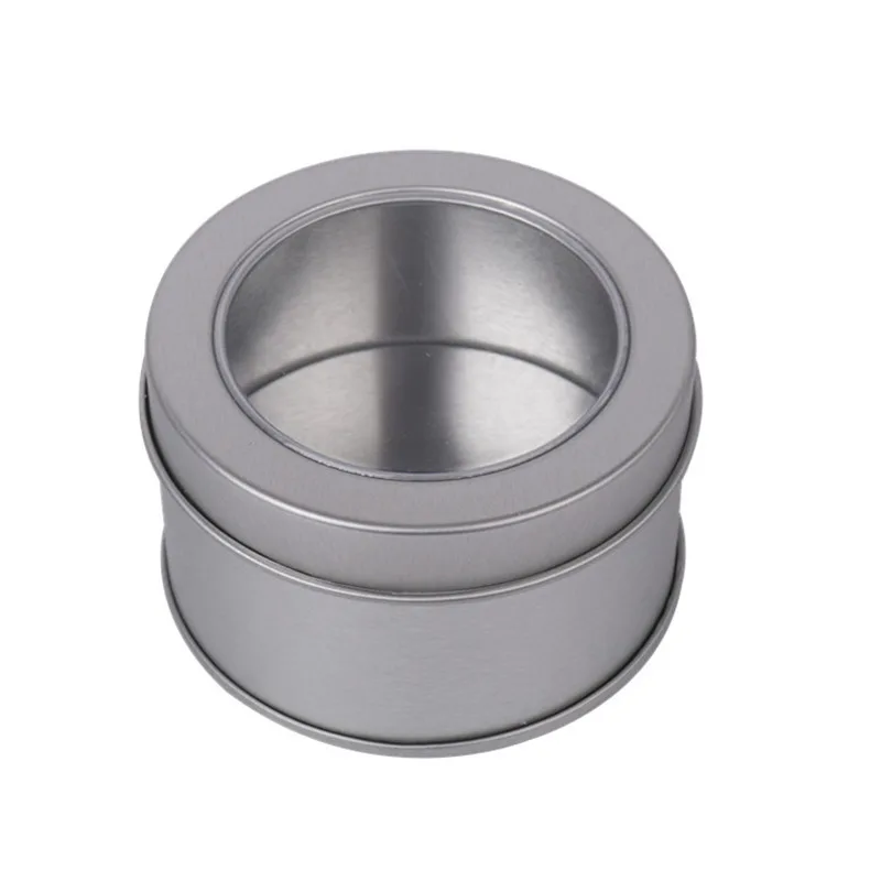 

12PCS Clear Window Top Round Tin Box Empty Cosmetic Storage Box Organizer Mini Storage Containers Metal Iron Cans Quality Boxes
