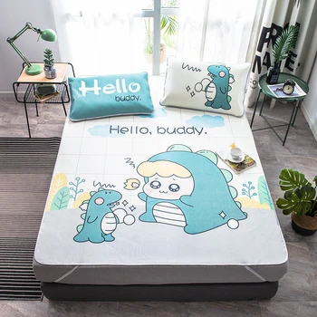 

Children Dinosaur Summer Sleeping Bed Mat Foldable Bed Sheet Students Summer Ice Silk Sleep Bed Mattress Protector Cover