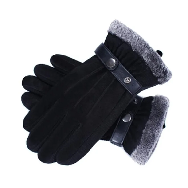 GL003-1-A7DBLACK GREEN YU Бренд Новое поступление натуральная кожа свиная кожа зимние мужские перчатки варежки мотоциклетные плюс бархатные теплые зимние перчатки для женщин - Цвет: GL003-1-A7DBLACK
