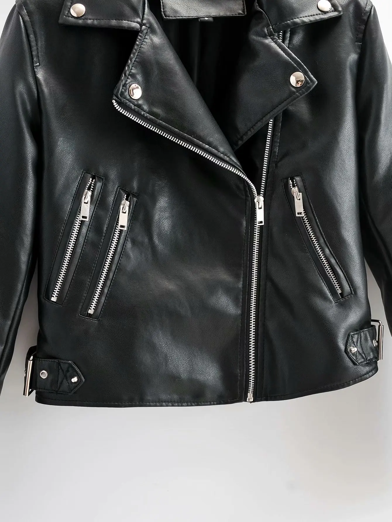New Women Spring Autumn Black Faux Leather Jackets Zipper Basic Coat Turn-down Collar Motor Biker Jacket Soft Leather Jackets PU