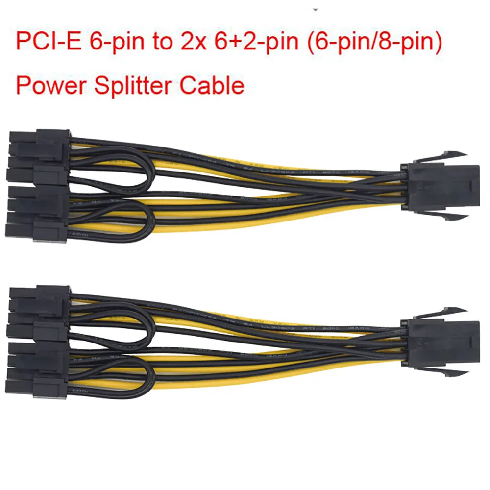 2 шт. PCI E 6 контактный 2x6 + (6 контактный/8 контактный) кабель разветвитель питания PCIE
