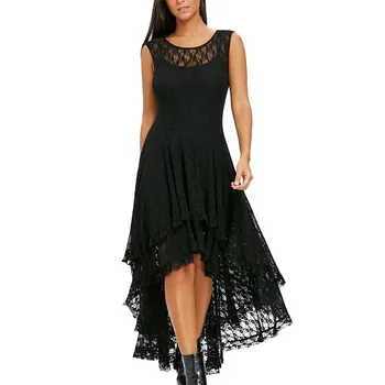 

2020 Women Dress Women Fashion O-Neck Solid Party Sleeveless Lace Brief cosy trend Dress Women Summer