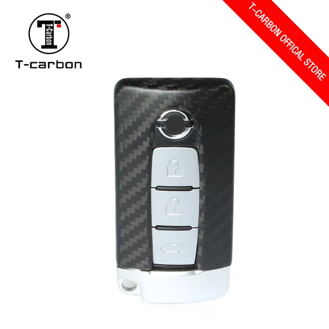 Genuine Carbon Fiber Car Auto Remote Key Case Cover Fob Holder Skin Shell For NISSAN R35 GTR 370Z 350Z INFINITI - Color Name: Brown