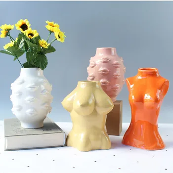 

European-style body art decorative vase creative desktop dried flowers floral woman body art vase decoration home decoration