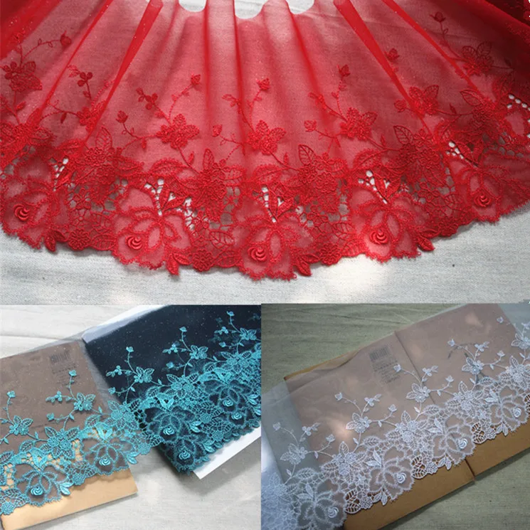 

19cm 7.48" wide (2yards/lot) DIY Craft Accessories Embroidered Tulle Lace Trim,Mesh Lace Trim