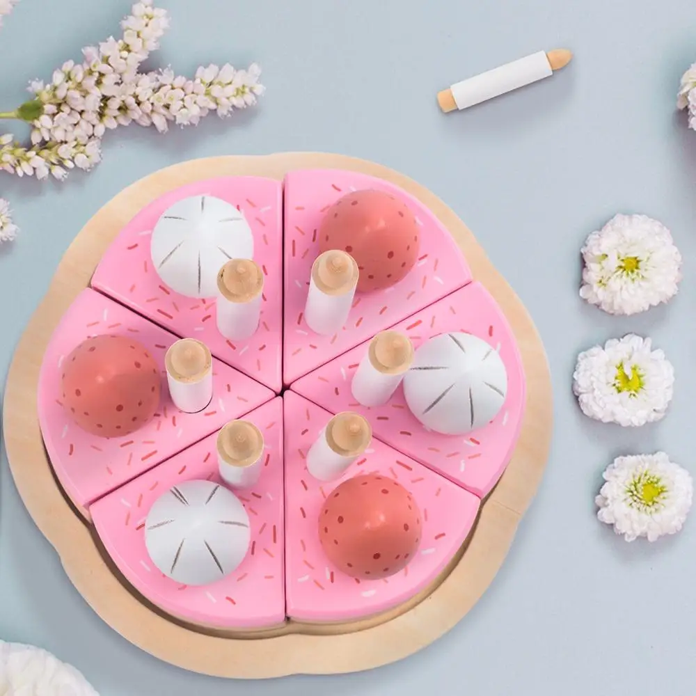 Деревянные игрушки для кухни детский игровой домик кухня еда клубника торт на