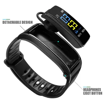 

2018 New Blood Oxygen Pressure Heart Rate Monitor Pedometer Smart Watch & Bluetooth Earphone Wristband