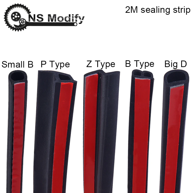 

NS Modify 2M Car EPDM Rubber Sealing Strip Shape B P Z Big D Small-D Car Door Protective Strip Noise Insulation Auto Accessories