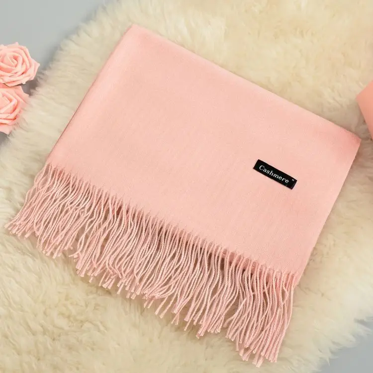 Light pink Scarf Кашемировый женский шарф новая теплая шаль Foulard Femme пашмины платок Шерстяной палантин голова шеи длинные зимние шарфы для женщин - Цвет: Light pink Scarf