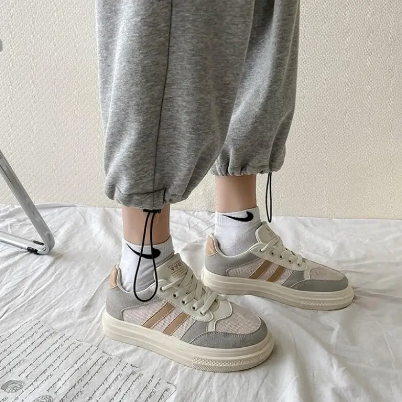 Women Flats Shoes Fashion Sneakers Woman Running High Qualtiy Ladies Mesh Increased Female Trainers Promotion | Спорт и развлечения