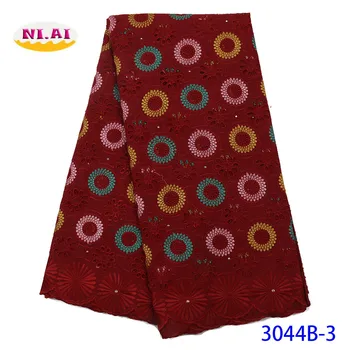 

NIAI Nigerian 100% Cotton Swiss Voile Lace In Switzerland African Dry Lace Fabric 2019 High Quality Lace For Dress XY3044B-2