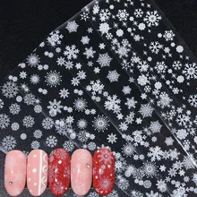 4 шт Голографическая фольга для ногтей зима Рождество белая Снежинка цветок набор переводная наклейка водная горка наклейки для ногтей LE750