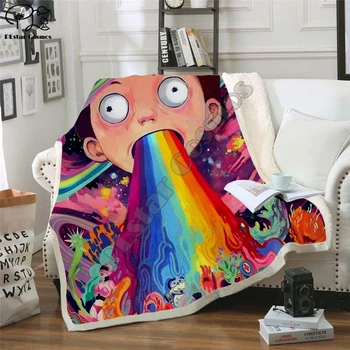 

Plstar Cosmos Cartoon Rick and Morty funny character Blanket 3D print Sherpa Blanket on Bed Home Textiles Cute style-8