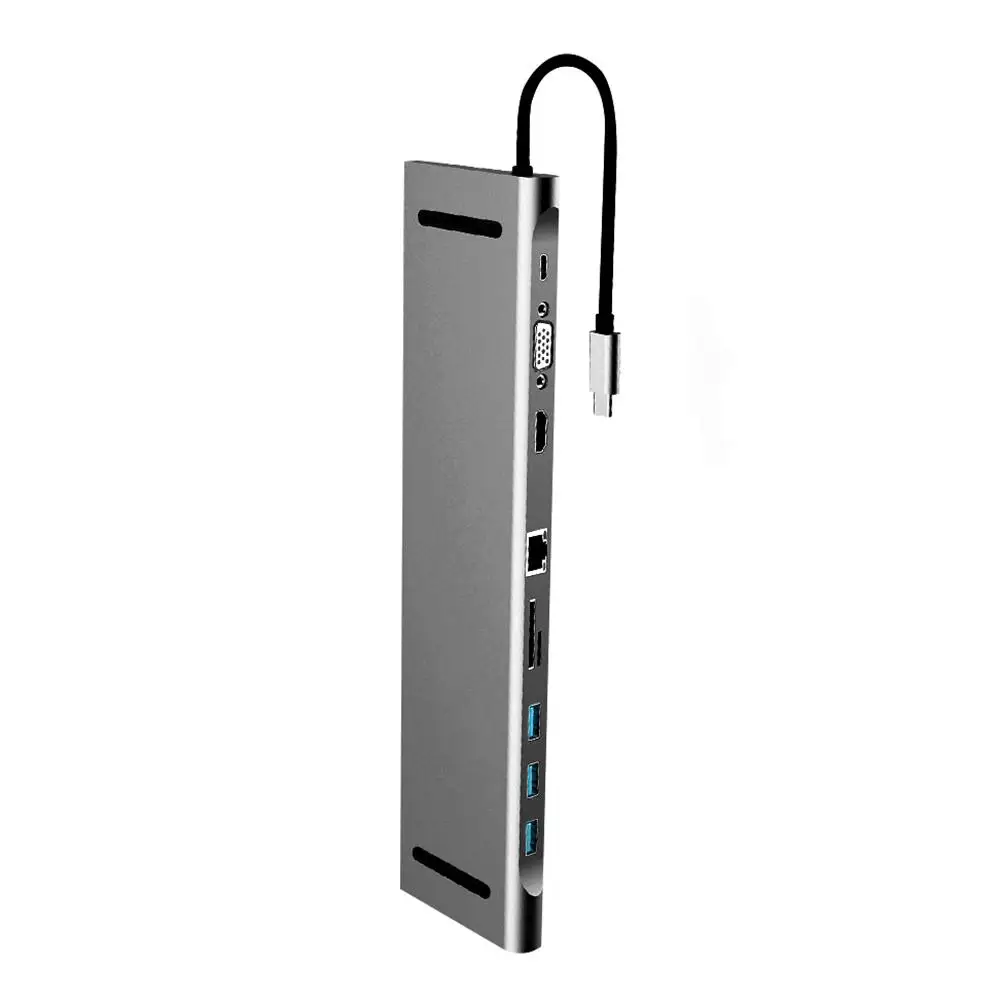  1080P 10 in 1 Hub 4K USB Type-C to USB 3.0 TF HDMI VGA RJ45 Mini DP docking station Audio Add Memor
