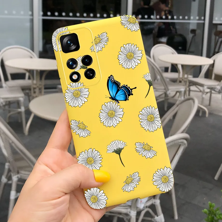 flip cases For Xiaomi Redmi Note 11 China Case 2021 6.6 inch Cute Girl Butterfly Flowers Back Cover For Redmi Note 11 Note11 Soft Silicone phone purse