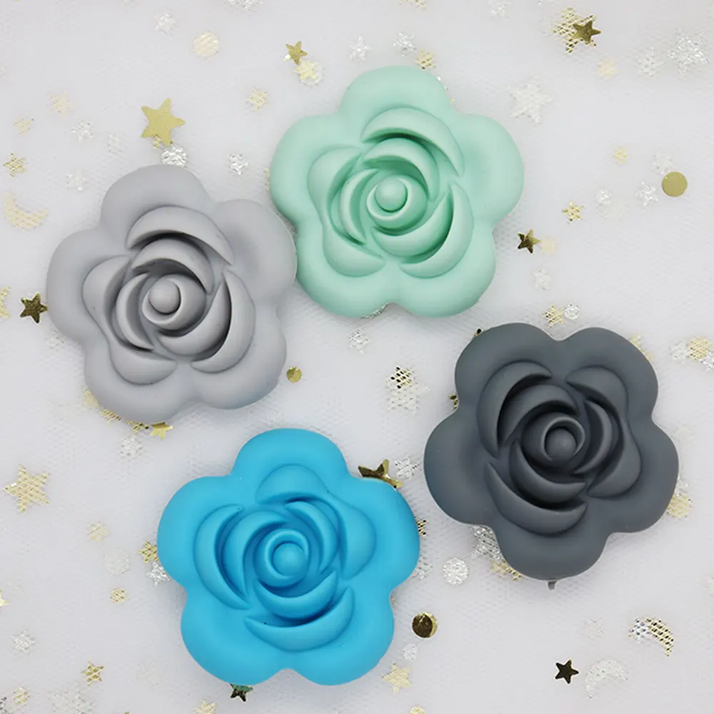 5Pcs Rose Perle Silicone Beads Flower Silicone Dentition DIY Baby Teethers Bead For Jewelry Making Baby Products Teething Toys