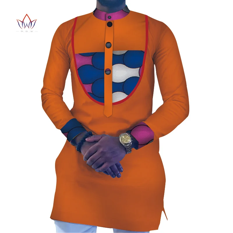 Африканская одежда мужские лоскутные рубашки с длинными рукавами Bazin Riche Африканский дизайн повседневная одежда из хлопка мужские рубашки WYN670 - Цвет: 22