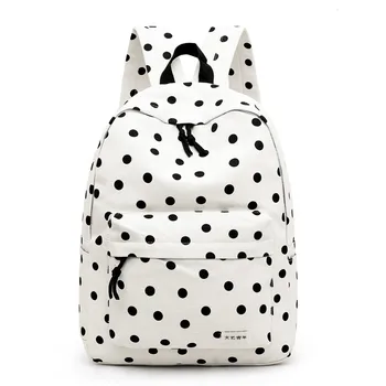 

Women Canvas Backpack 2020 Polka Dot Casual Fashion Simple Schoolbags Travel Cute Knapsack Mochila Feminina Female Backpack