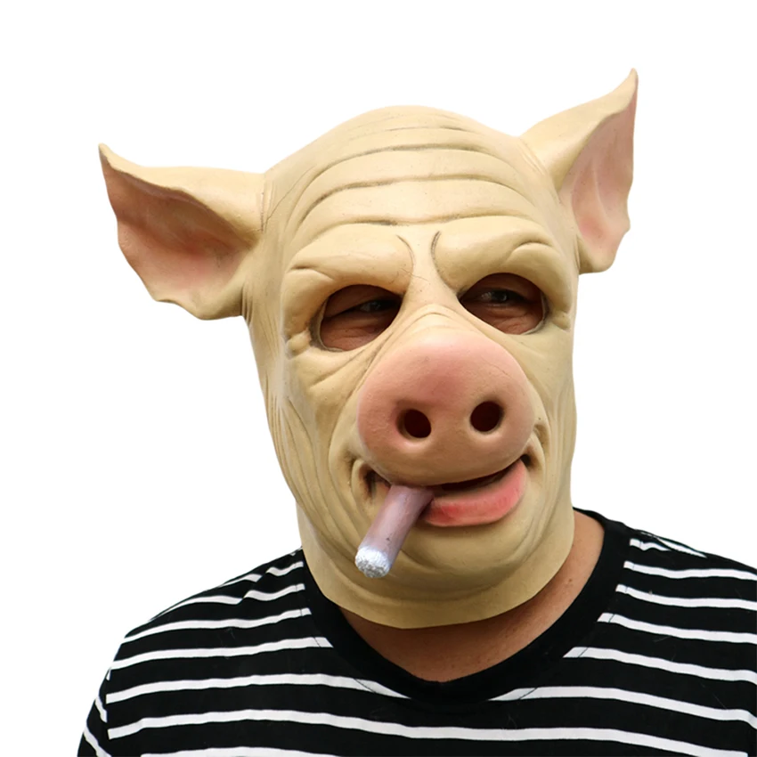 Латексная ужас маска поросенка унисекс костюм Хэллоуин нарядное платье костюм страшные свинья из пилы маска полная голова злодей из ужасов маска животного