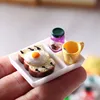 1 Set Dollhouse Miniature 1:12 Toast Bread Jam Plate Set Food for Blyth Barbies OB11 Doll House Decor Kitchen Toys 5