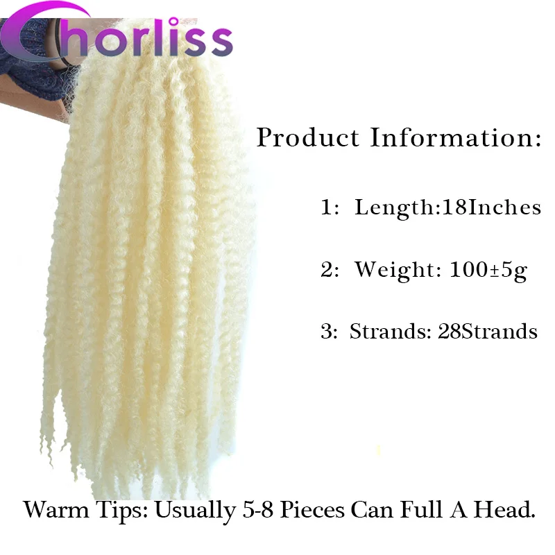 Synthetic Marley Braiding Hair Soft Kinky Twist Crochet Braids Hair 18Inch Pre Stretched Afro Curls Extensions For Women