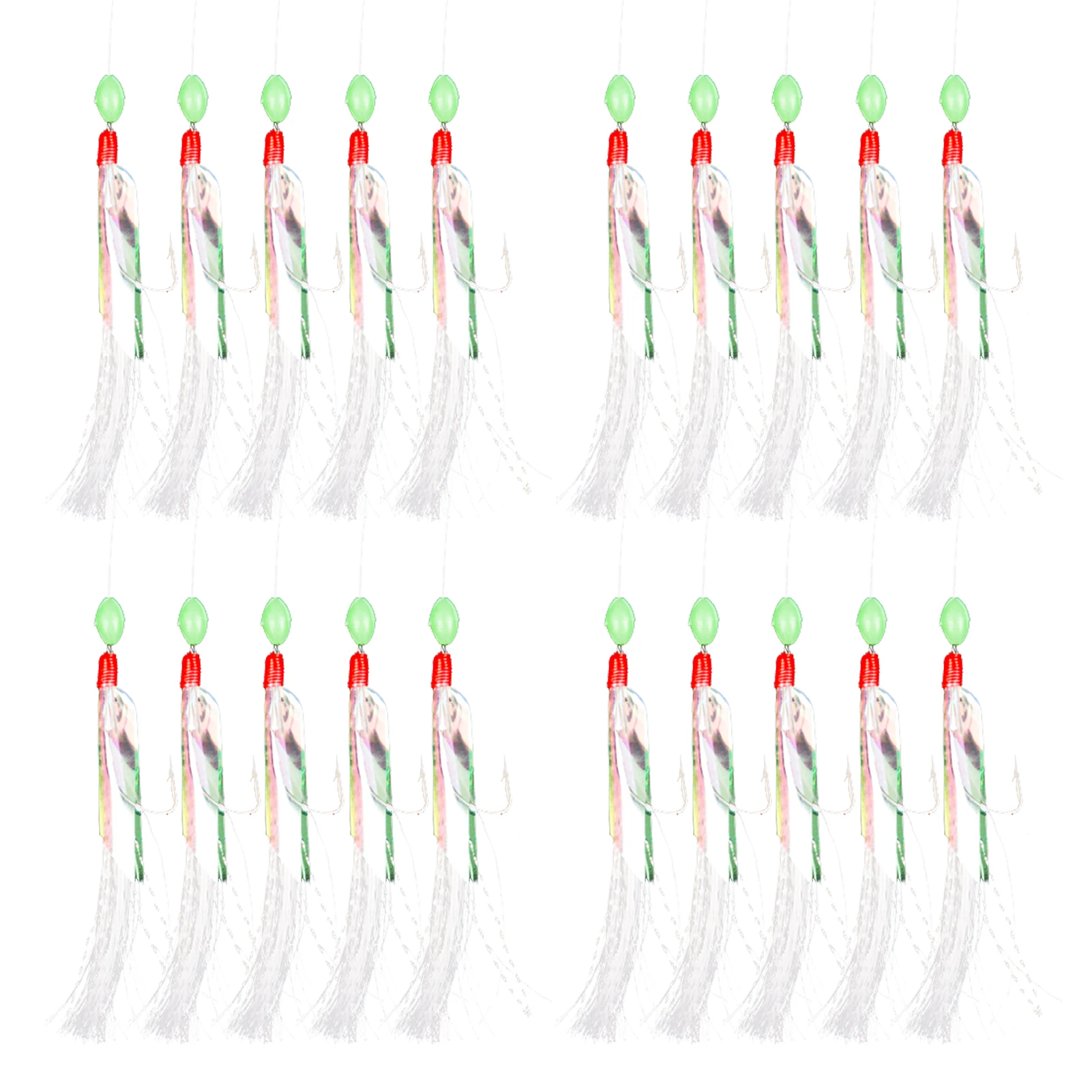 30 Esche Da Pesca Con Piume Di Sgombro, Con Perline Luminose, Per Sgombro, Merluzzo, Mare, Pesca, Accessori, 6 Confezioni