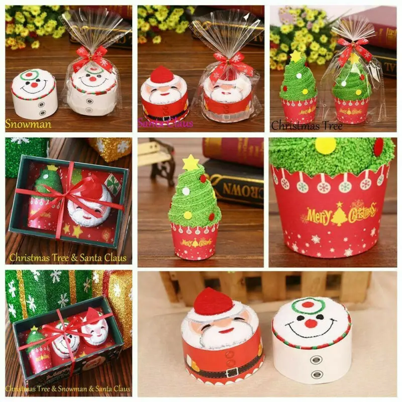 Modeling Favors Party Tree Christmas Cotton Towel Gift Santa Claus 30x30cm 