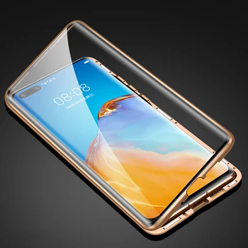 

Magnetic 360 Full Case For Huawei P40 Pro Mate 20 Pro Metal Shell Front Back Double GlassCover Huawei P20 Lite Mate 30 Pro Cases