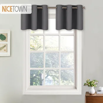 

NICETOWN Blackout Valance Curtain Thermal Insulated Eyelet Top Drape Panel for Kitchen Half Window Tier Valance 1 Panel