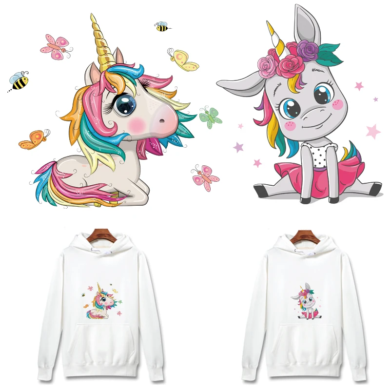 

Prajna Heat Transfer Vinyl Unicorn Iron On Transfer Patches For Fashion Girls Clothing Thermal Stickers On Clothes Appliques DIY