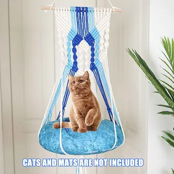 

Without Mat Bedroom Handwoven Home Decor Macrame Wall Hanging Pet Supplies Cotton Rope Tapestry Swing Bed Cat Hammock Window