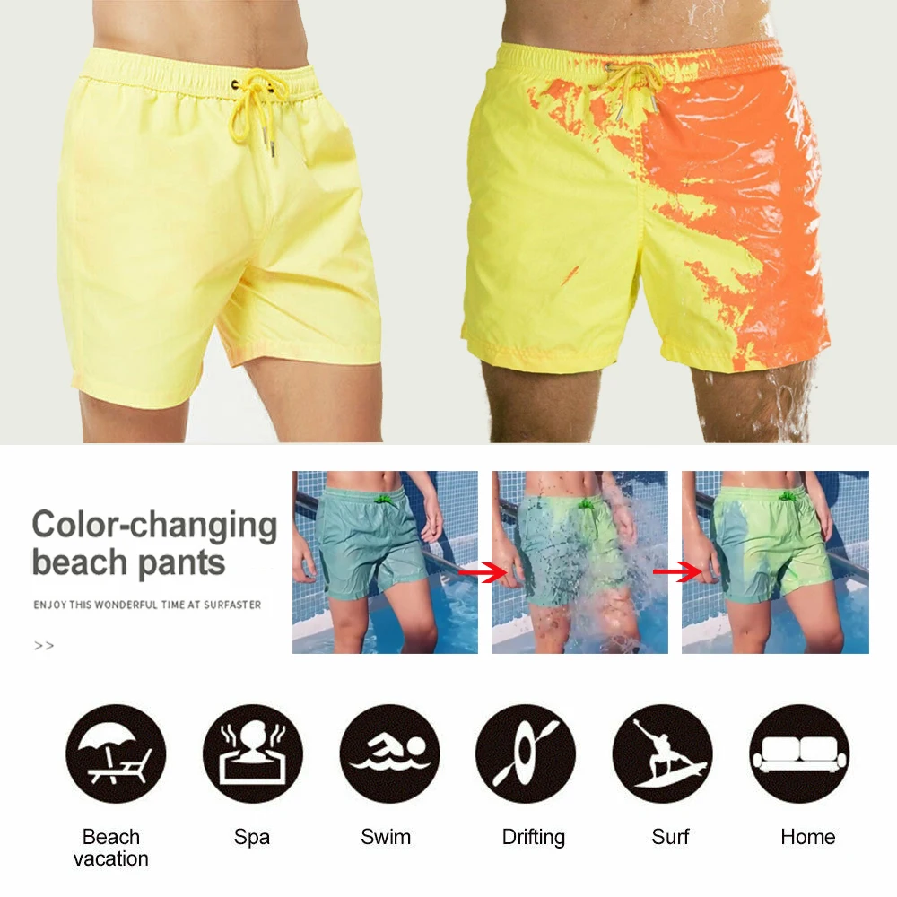 

Men Color-changing Beach Short Swim Pants Temperature-Sensitive Swimming Surfing Board Shorts SummerTrunks Shorts