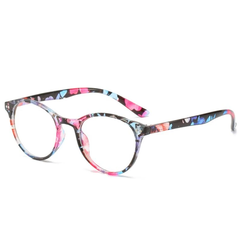 Винтажные круглые оптические очки с заклепками с градусным Прозрачным Зеркалом 1,56 Асферические очки по рецепту 0-0,5-1,0-1,5 T0-6,0 - Цвет оправы: Flower C