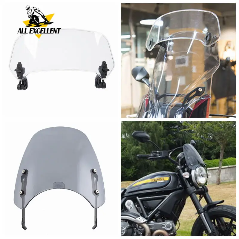 

2 pieces Touring Front Flyscreen Windscreen Shield Bracket For 2015-2018 Ducati Scrambler & Risen Adjustable Windshield