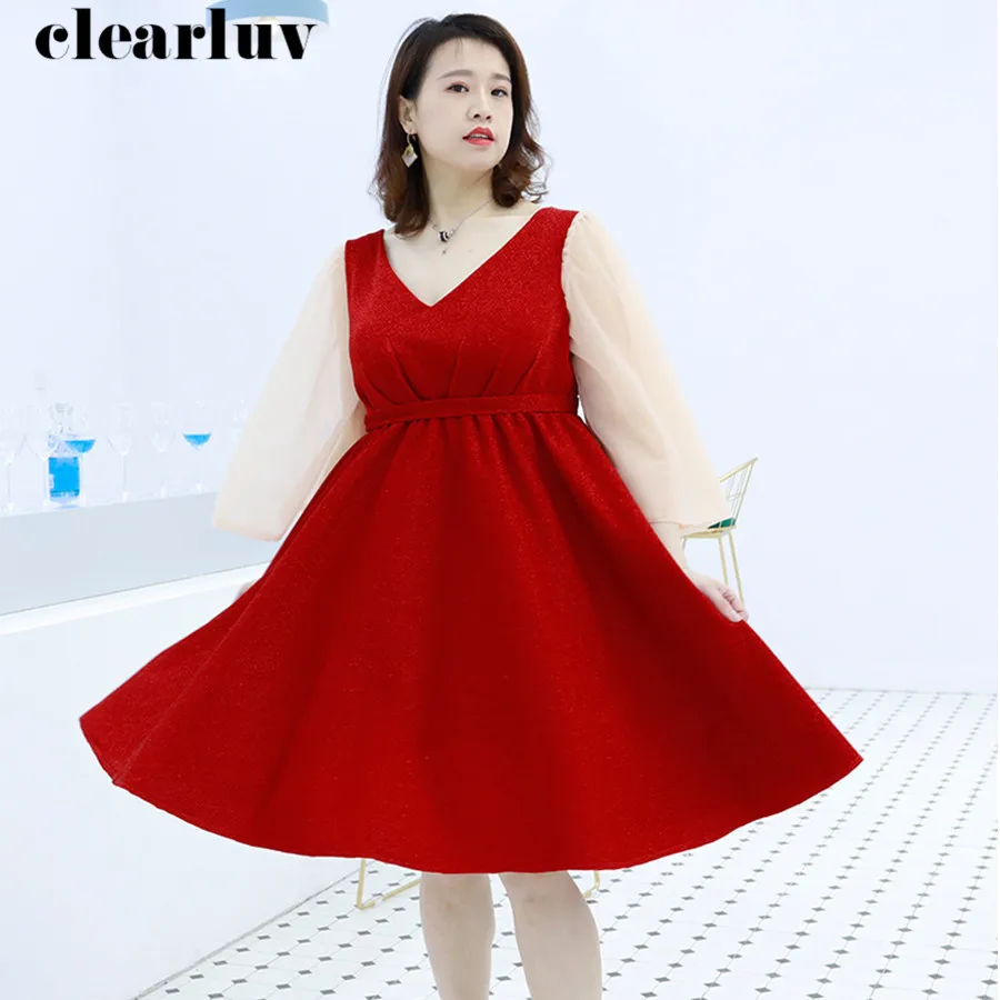 

Vestidos De Gala Sexy V-Neck Prom Dresses DX081 2019 A-line Burgundy Dresses Women Party Night Short Plus Size Elegant Prom Gown
