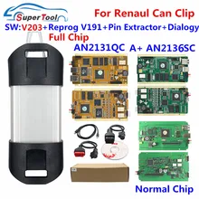 Para renault pode clipe v203 + reprog v191 auto interface de diagnóstico cypess an2131qc an2135sc chip completo para pode clipe carro 1998-2017