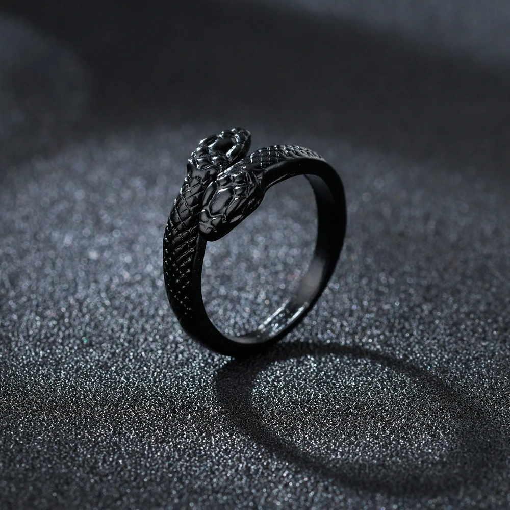 Gothic Double Head Snake Ring Adjustable Animal Rings Reptile Men Women Fashion Punk Boy Girl Birthday Jewelry - Image 2