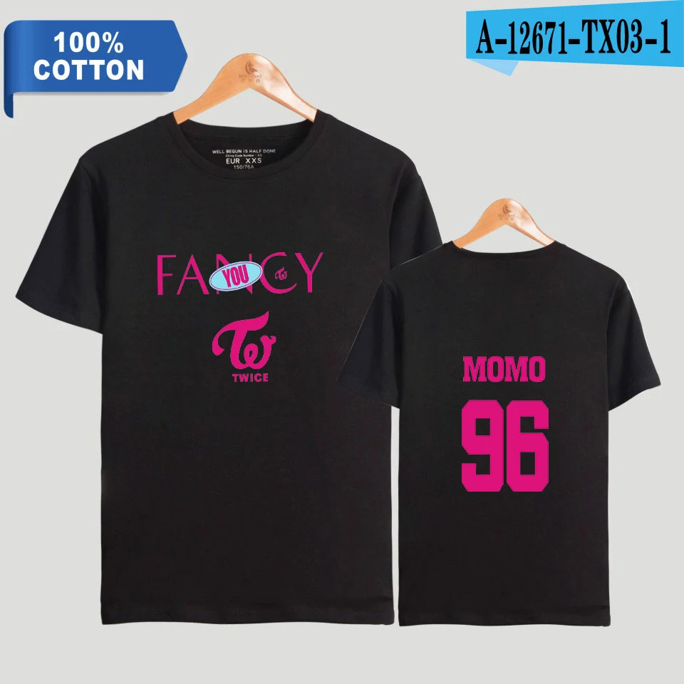 Twice fancy Album футболка для мужчин/wo для мужчин kpop летняя футболка с коротким рукавом новая популярная Повседневная футболка новая Хлопковая мужская одежда - Цвет: Black