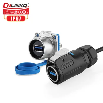 

CNLINKO M24 USB3.0 1.5A waterproof IP67connector with cover panel mount12v socket usb3.0 connector for soldering with 0.5m cable