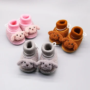 

Baby Girl Boy Warm Shoes Boots Autumn Cartoon Knitting Boots Casual Sneakers Non-slip Soft Soled Walking Shoes New