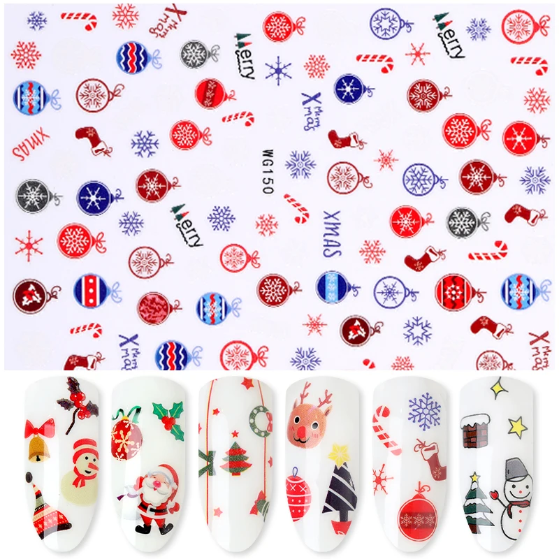 Christmas snow man Deer Series Nail Sticker Mixed Patterns Transfer Decals Stickers Art Decorations DIY Design 1 Shee | Красота и