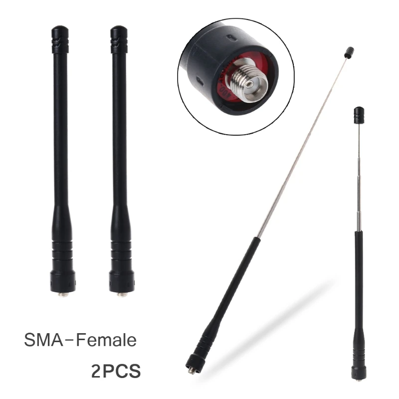 2 шт SMA-Female 430Mhz UHF телескопическая антенна усиления для Baofeng UV-5R 888s 777s