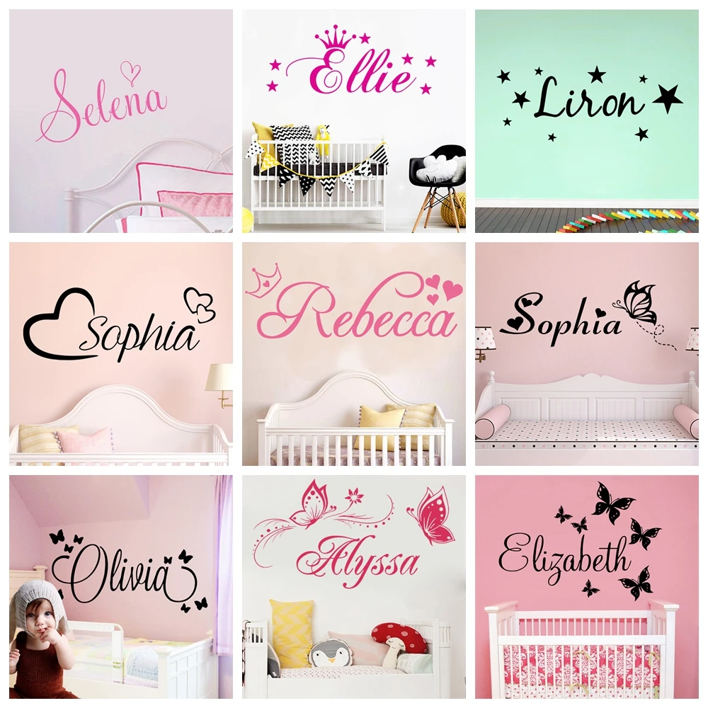 Personalized-Custom-Name-Butterfly-Wall-Sticker-Wallpaper-For-Nursery ...