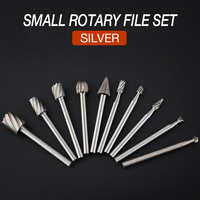 10pcs tungsten steel grinding head tungsten carbide burrs sets mini drill diamond burs material tungstenio dremel accessories Silver