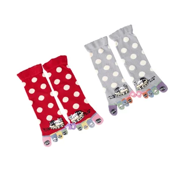 

2 Pairs Pretty Stylish Soft Mid Tube Socks Toe Socks for Gift Woman