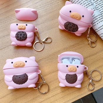 

For Airpods Pro 3D Cute Cartoon Cookie Pig Earpods Case for Apple Airpods 1 2 3 Bluetooth Wireless Earphone Cover Key Ring Box