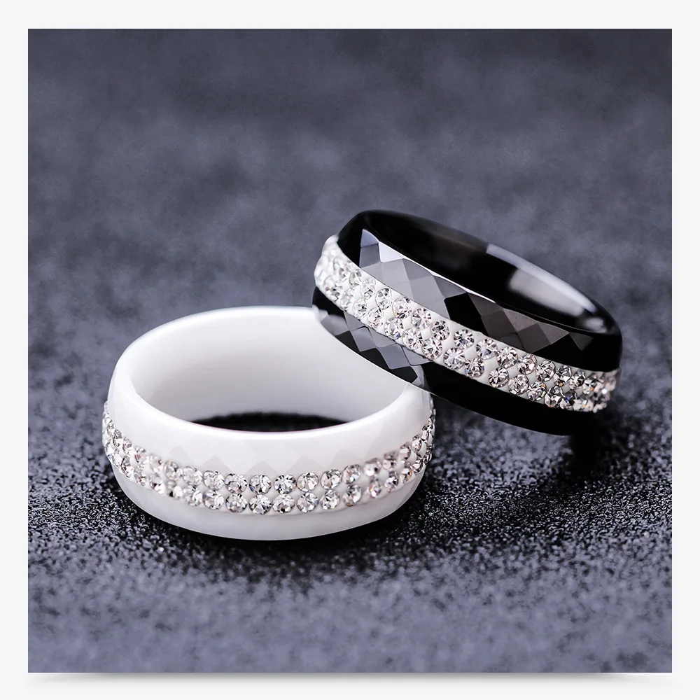 8 мм ширина Размер 6-10 классическое черно-белое керамическое кольцо для женщин мужские лучшие юбилейные ювелирные изделия