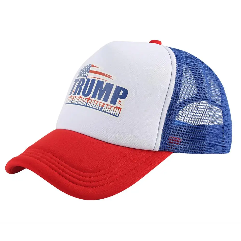 

Women Men Snapback Hat Baseball Cap Stylish American Flag Pattern Trump Mesh Hat Bone Caps for Children Short Sport Hats