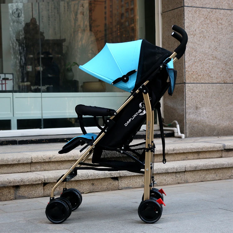Baby four-wheeled stroller baby umbrella car can sit reclining folding ultra-light shock absorbent gauze cotton pad