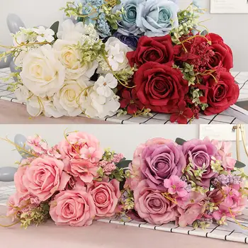 

Artificial Hydrangea Bouquet Indoor Simulation Plant Wedding Fake Flower 13 Dried Flower Plant